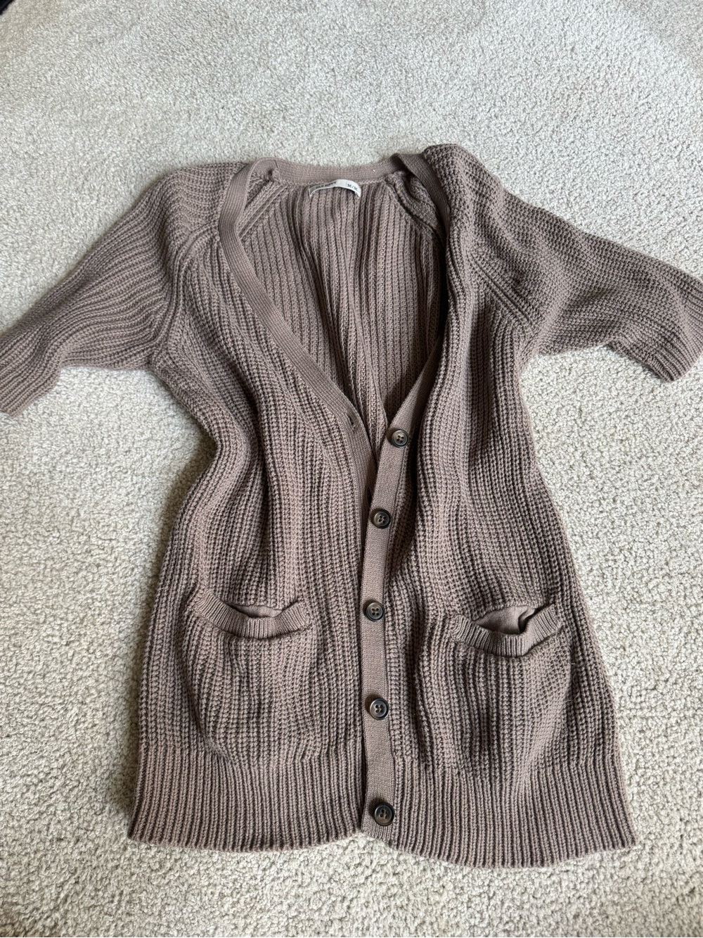 Old Navy Taupe Ribbed Button-Front Women's Cardigan knit